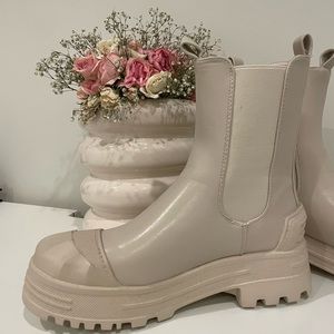 Cream colored rainboots